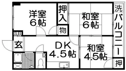 芳栄ハイツ【4階】の間取り