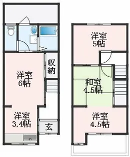 大阪府松原市三宅西2丁目【テラスハウス】の間取り