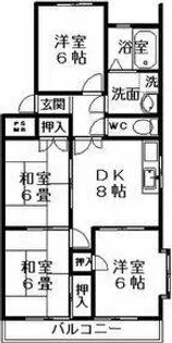 リバーサイド八番館【401号室】の間取り