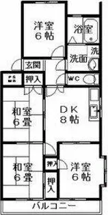 リバーサイド八番館【401号室】の間取り
