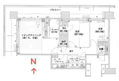 ヴィークタワー南堀江【15号室】の間取り