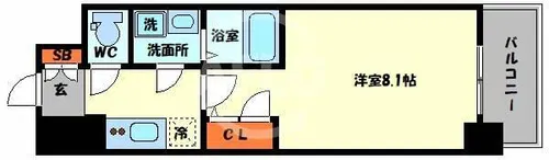 エスリードレジデンス弁天町グランデ【10階】の間取り