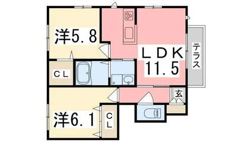 シャーメゾン南町ノ坪 D【102号室】の間取り