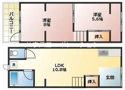 兵庫県尼崎市東大物町2丁目【一戸建】の間取り