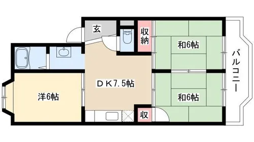 ハイツ明芳【2A号室】の間取り