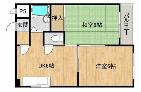 湯里ハイツB棟【5階】の間取り