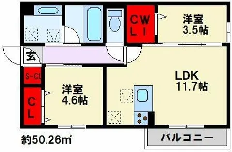 福岡県北九州市八幡西区御開4丁目【アパート】の間取り