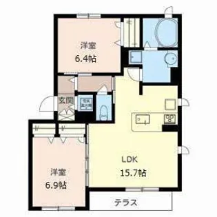 芦屋東山Apartments【101号室】の間取り