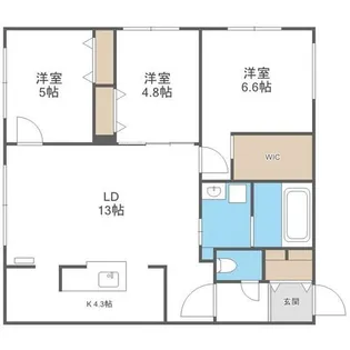 北海道札幌市豊平区月寒東四条8丁目【マンション】の間取り