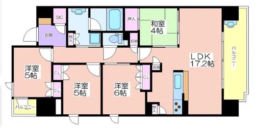 大阪ベイレジデンス(リブリーコート)【2階】の間取り