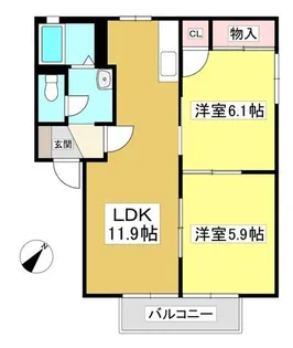 クレストコートC棟【1階】の間取り