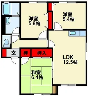 ディアス本城 B棟【1階】の間取り