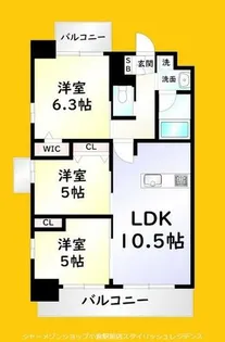 コンダクトレジデンスJONO【9階】の間取り