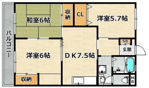 熊野サンハイツ【203号室】の間取り