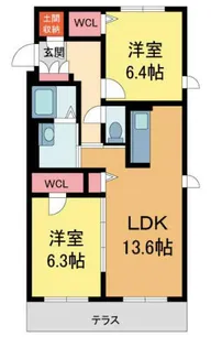 コモド夙川【201号室】の間取り