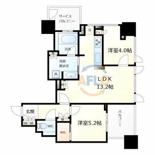 プラウドタワー梅田豊崎【5階】の間取り