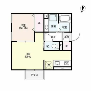 スカイコートA棟【1階】の間取り