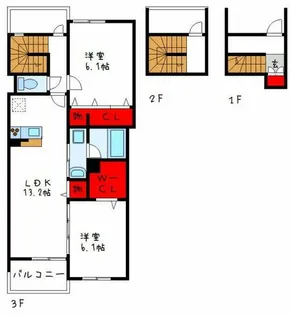ドミソレイユⅢ【3階】の間取り