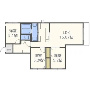 ブルーヒルト中の島【303号室】の間取り