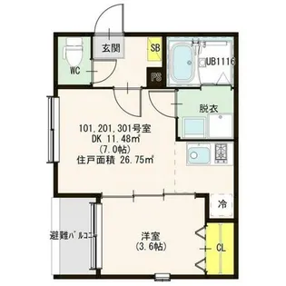 ALIVIO UCHIDABASHI【3階】の間取り