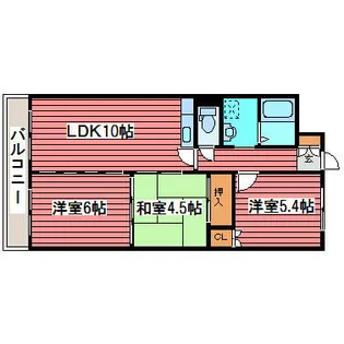 月寒パークハイツ【3階】の間取り