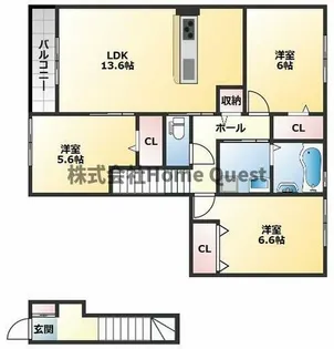 ファミールD希Ⅲ【206号室】の間取り