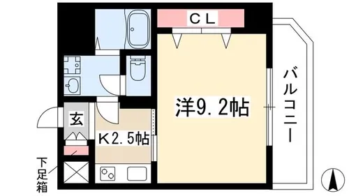 ピースプレイス牛巻【9階】の間取り