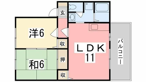 サンハイム下手野A棟【101号室】の間取り