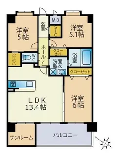 福岡県福岡市博多区麦野2丁目【マンション】の間取り