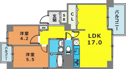 フローラ東御影【604号室】の間取り