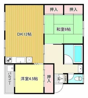 修学院住宅A棟【3階】の間取り
