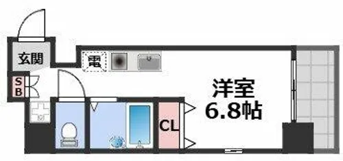 フロンティアテラス難波南【4階】の間取り