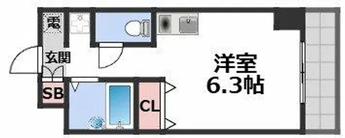 フロンティアテラス難波南【10階】の間取り