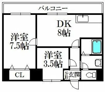 リードプラザ清水【704号室】の間取り