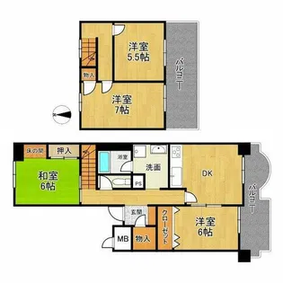 かもめ第2コーポ14号棟【10階】の間取り