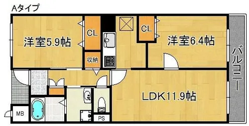 ロイヤルシティー泉南【2階】の間取り