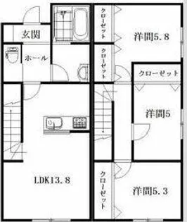 愛知県安城市桜井町城向三丁目【一戸建】の間取り