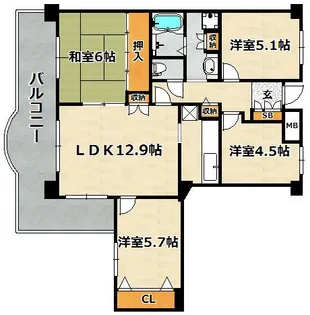 コープ野村鈴蘭台【7階】の間取り