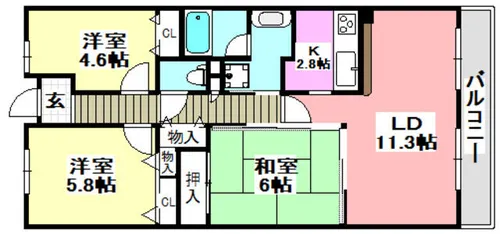 イトーピア茨木【5階】の間取り
