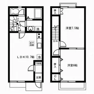 愛知県名古屋市中川区千音寺5丁目【テラスハウス】の間取り