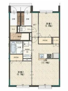 フェリオ勝原【1階】の間取り