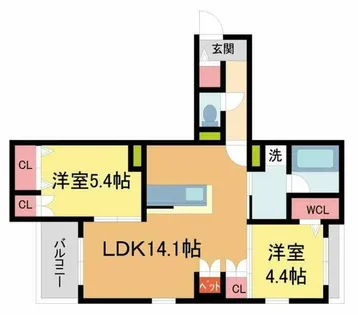 La vita西宮北口【405号室】の間取り