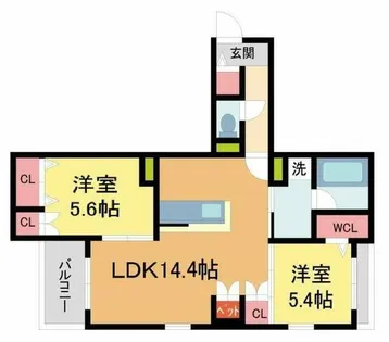 La vita西宮北口【103号室】の間取り