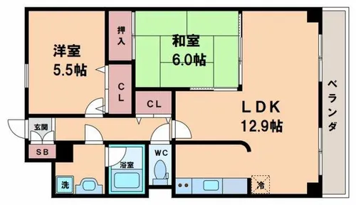 アイシャレー長居公園【5階】の間取り