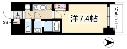 プレサンス ジェネ 新栄町駅前 葵【1019号室】の間取り