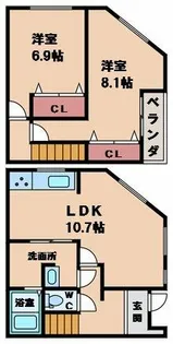 大阪府大阪市阿倍野区文の里2丁目【一戸建】の間取り