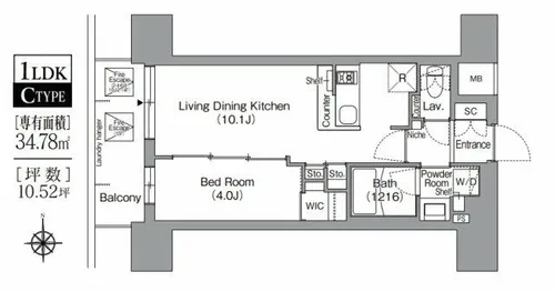 コンフォリア・リヴ北浜淡路町【2階】の間取り