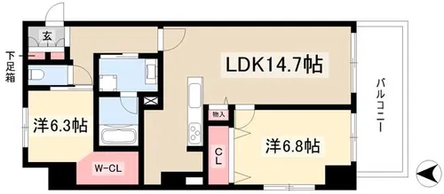 C・P・主税町レジデンス【1201号室】の間取り