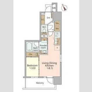 大阪府大阪市福島区玉川4丁目【マンション】の間取り