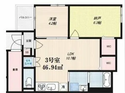 F asecia KENSHU【3階】の間取り